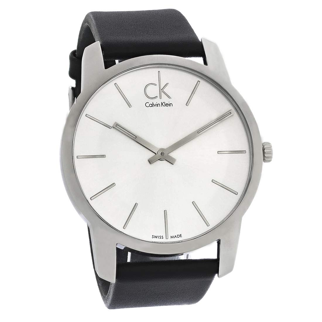  Shop Authentic Calvin Klein City White Dial Black Leather Strap Watch For Men - K2G211C6 - Luxxuri