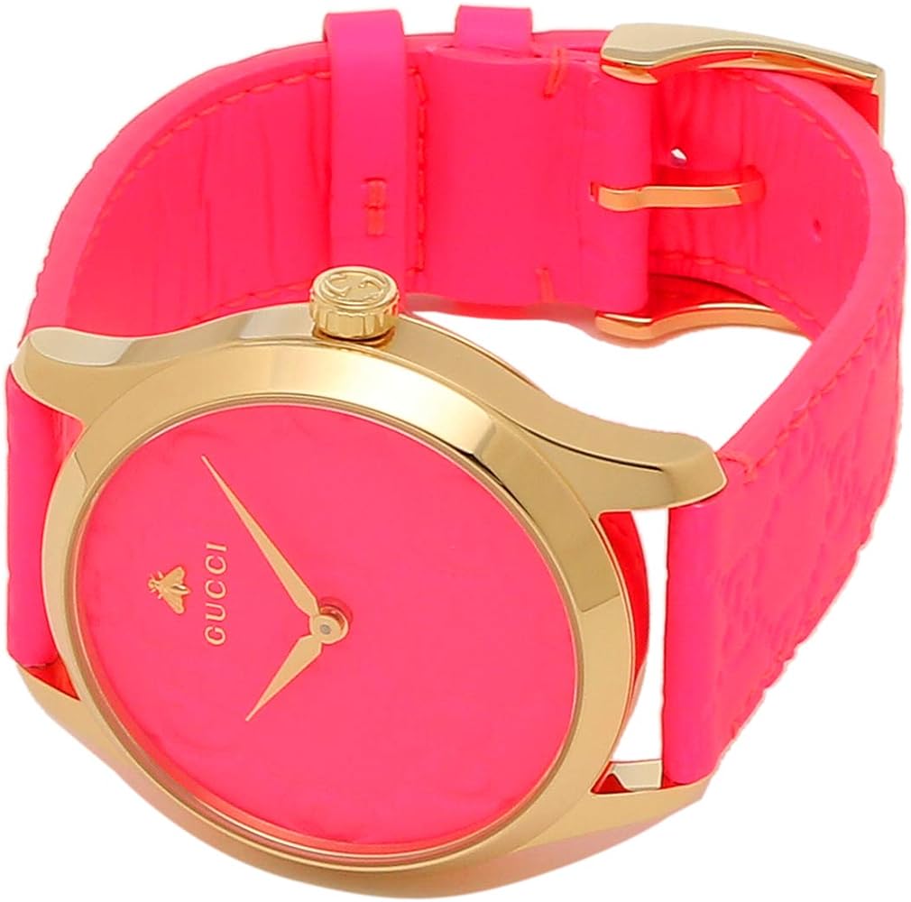  Shop Authentic Gucci G Timeless Quartz Pink Dial Pink Leather Strap Watch For Women - YA1264115 - Luxxuri