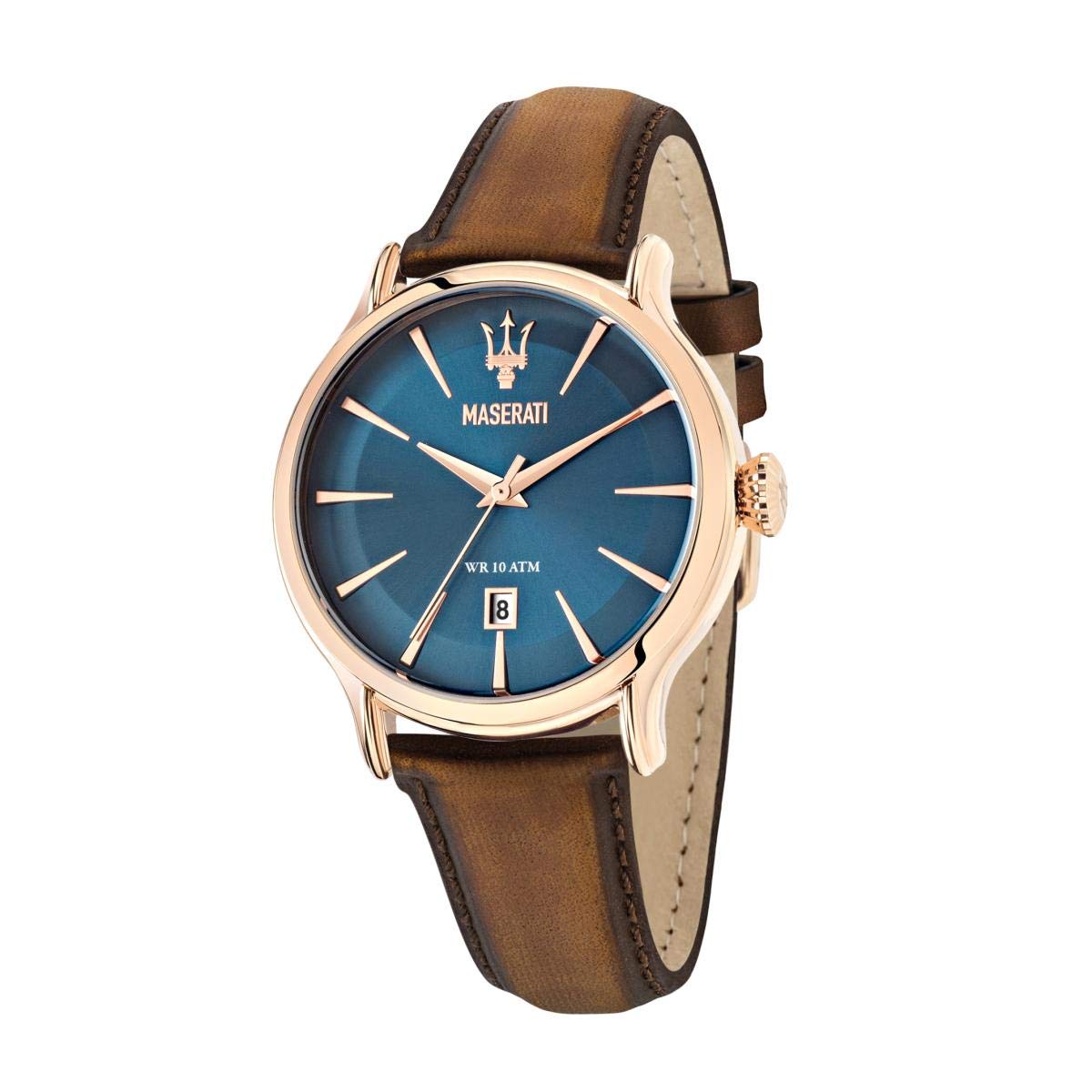  Shop Authentic Maserati Epoca Blue Dial Brown Leather Strap Watch For Men - R8851118001 - Luxxuri