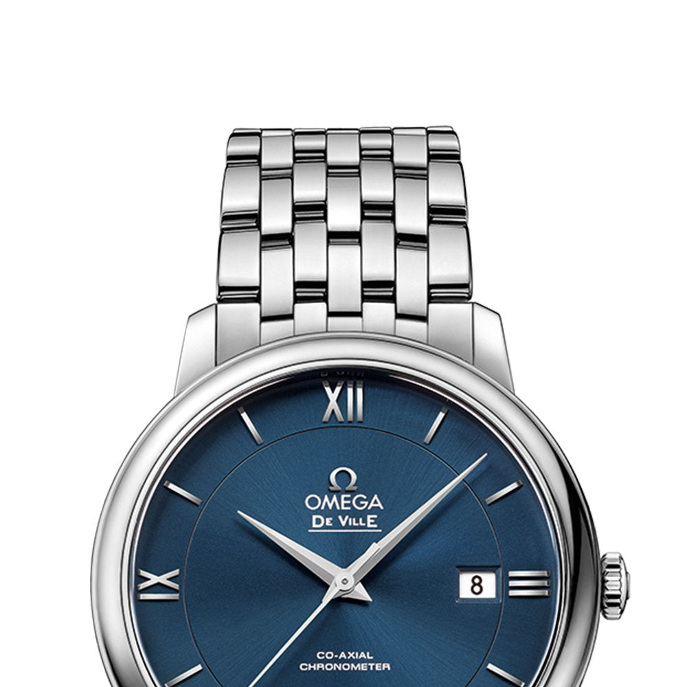  Shop Authentic Omega De Ville Prestige Co-Axial Orbis Blue Dial Silver Steel Strap Watch for Men - 424.10.40.20.03.001 - Luxxuri