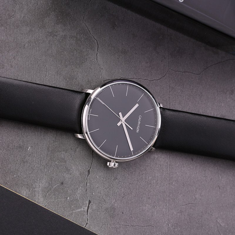  Shop Authentic Calvin Klein High Noon Quartz Black Dial Black Leather Strap Watch for Men - K8M211C1 - Luxxuri