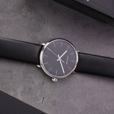  Shop Authentic Calvin Klein High Noon Quartz Black Dial Black Leather Strap Watch for Men - K8M211C1 - Luxxuri