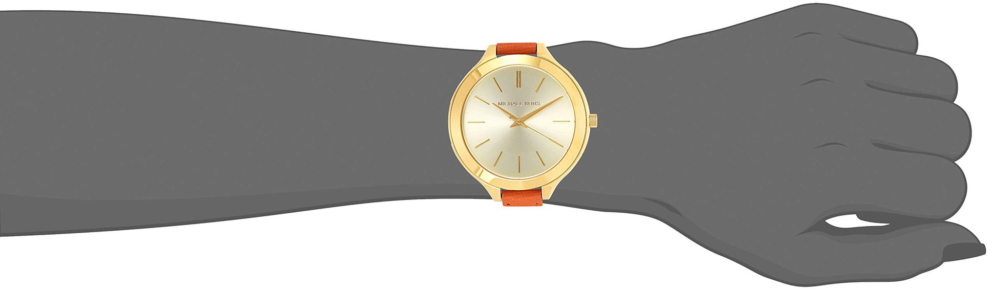  Shop Authentic Michael Kors Runway Quartz Gold Dial Orange Leather Strap Watch For Women - MK2275 - Luxxuri