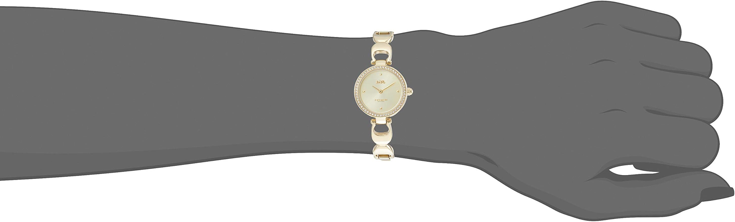 Coach Park Diamonds Gold Dial Gold Steel Strap Watch for Women - 14503171