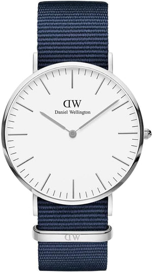  Shop Authentic Daniel Wellington Classic Bayswater White Dial Blue NATO Strap Watch For Men - DW00100276 - Luxxuri