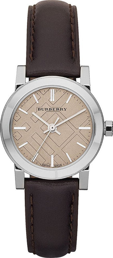  Shop Authentic Burberry The City Beige Dial Brown Leather Strap Watch for Women - BU9208 - Luxxuri
