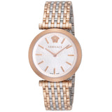  Shop Authentic Versace V-Twist White Dial Two Tone Mesh Bracelet Watch for Women - VELS00719 - Luxxuri