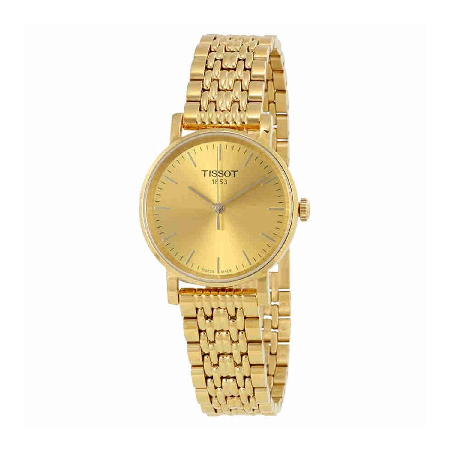  Shop Authentic Tissot T Classic Everytime Desire Small Gold Dial Gold Mesh Bracelet Watch For Women - T109.210.33.021.00 - Luxxuri