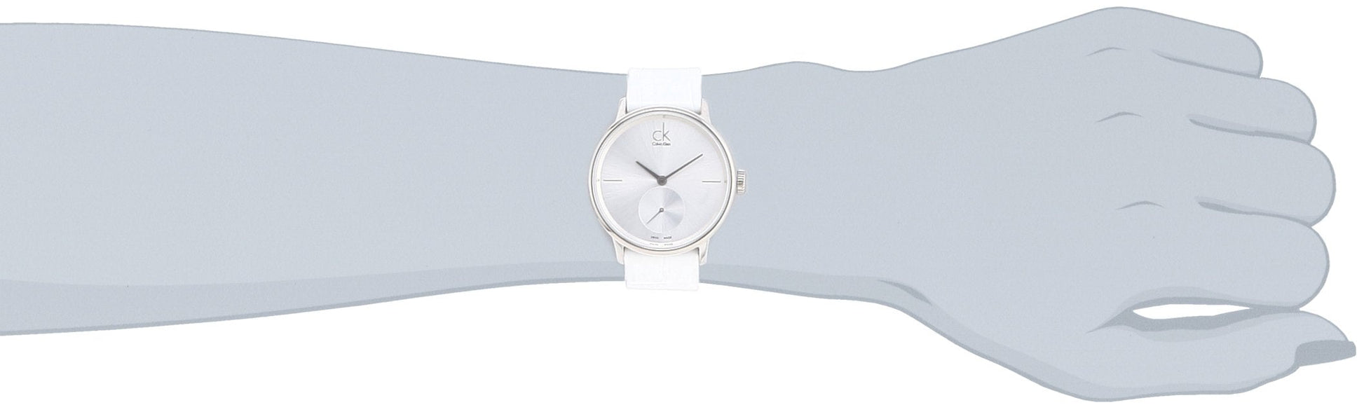  Shop Authentic Calvin Klein Accent Silver Dial White Leather Strap Watch for Women - K2Y231K6 - Luxxuri