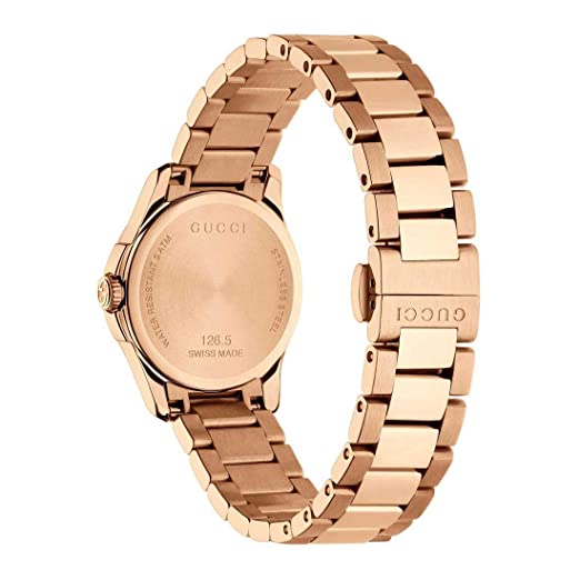  Shop Authentic Gucci G Timeless Quartz Rose Gold Dial Rose Gold Steel Strap Watch For Women - YA126567 - Luxxuri