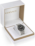 Versace Greca Sport Quartz Black Dial Silver Steel Strap Watch For Men - VEZ300321