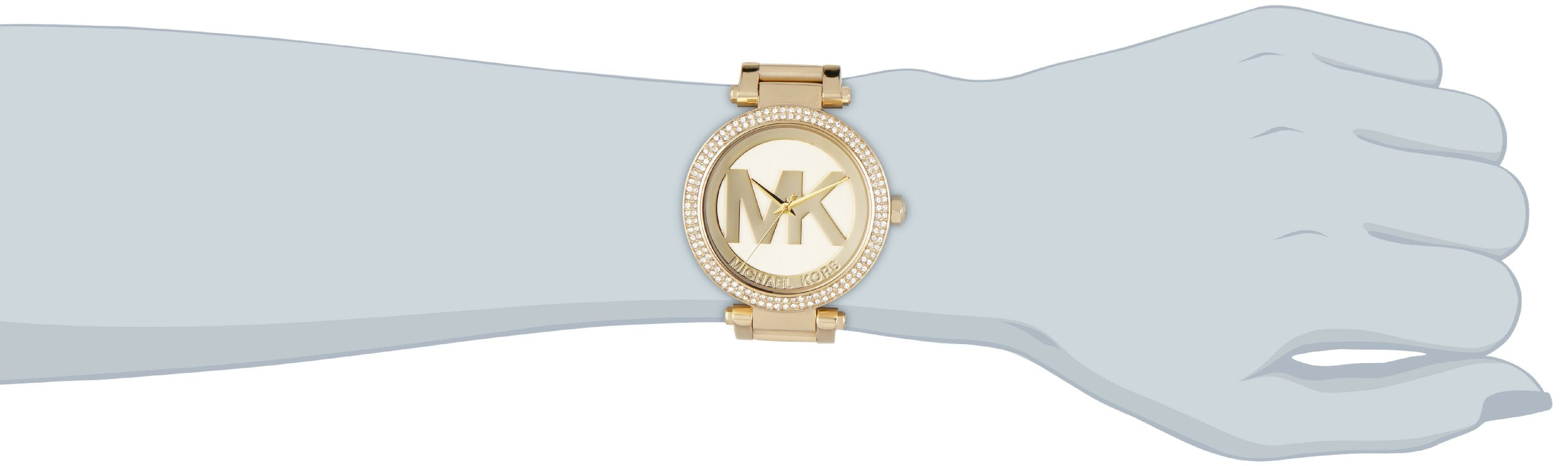 Michael Kors Parker Diamonds Gold Dial Gold Steel Strap Watch for Women - MK5784