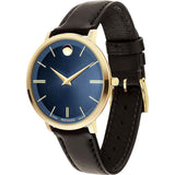  Shop Authentic Movado Ultra Slim Blue Dial Brown Leather Strap Watch For Women - 0607092 - Luxxuri