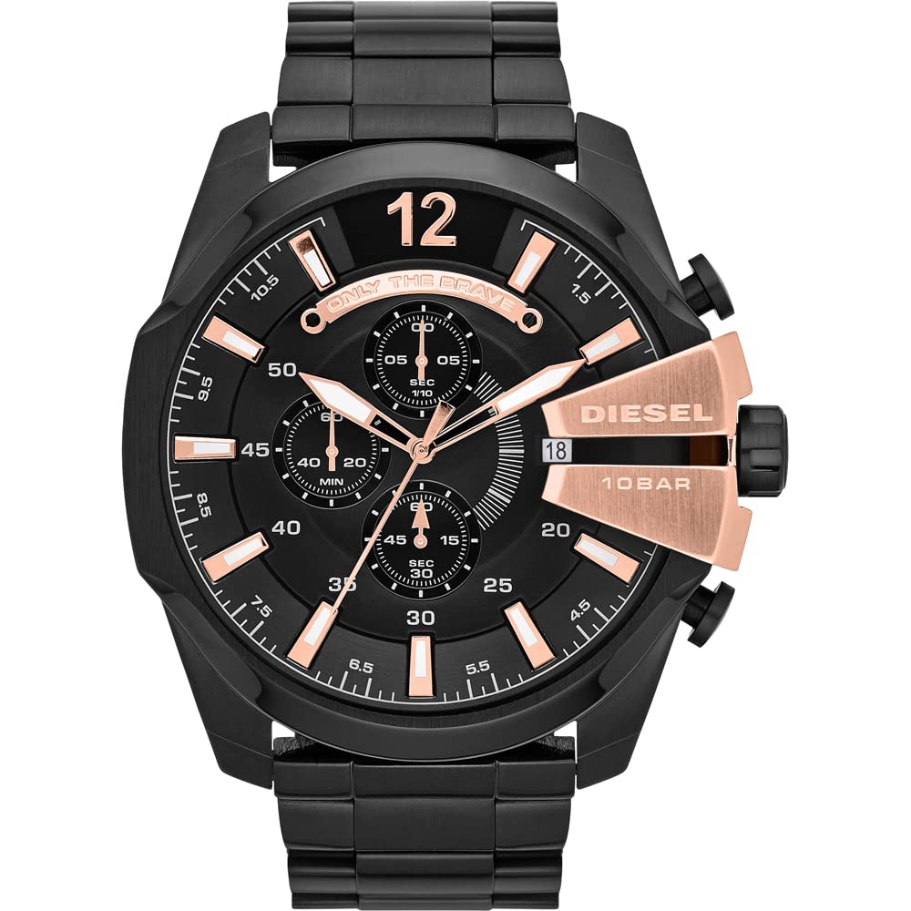  Shop Authentic Diesel Mega Chief Black Dial Black Steel Strap Watch For Men - DZ4309 - Luxxuri