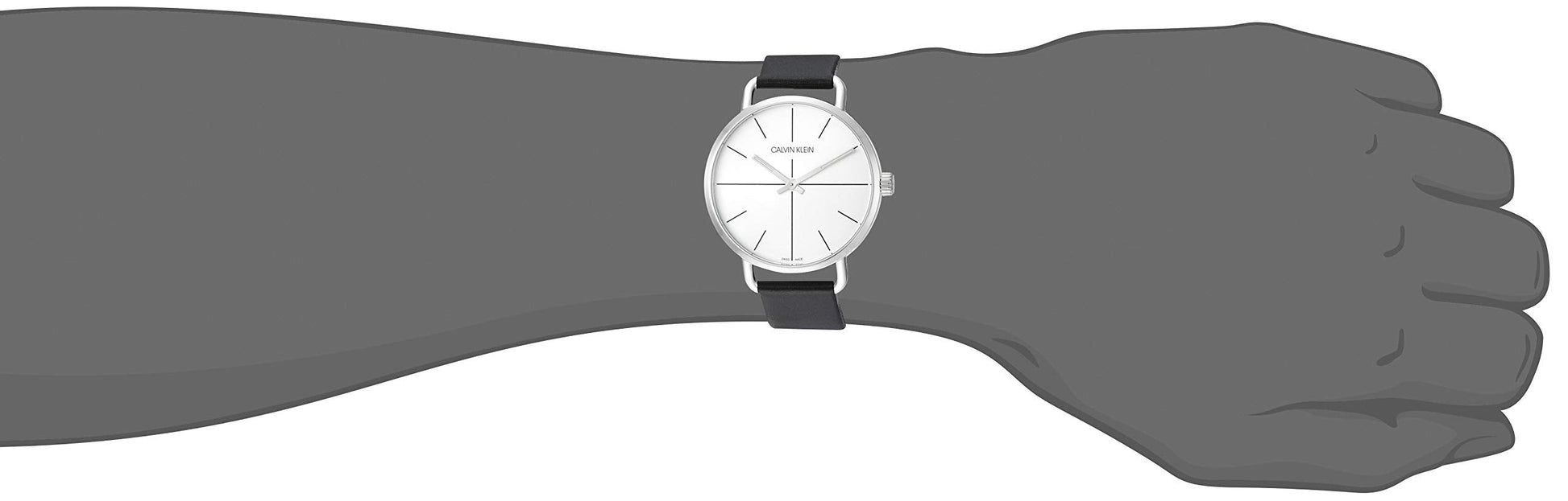  Shop Authentic Calvin Klein Even Silver Dial Black Leather Strap Watch for Men - K7B211CY - Luxxuri