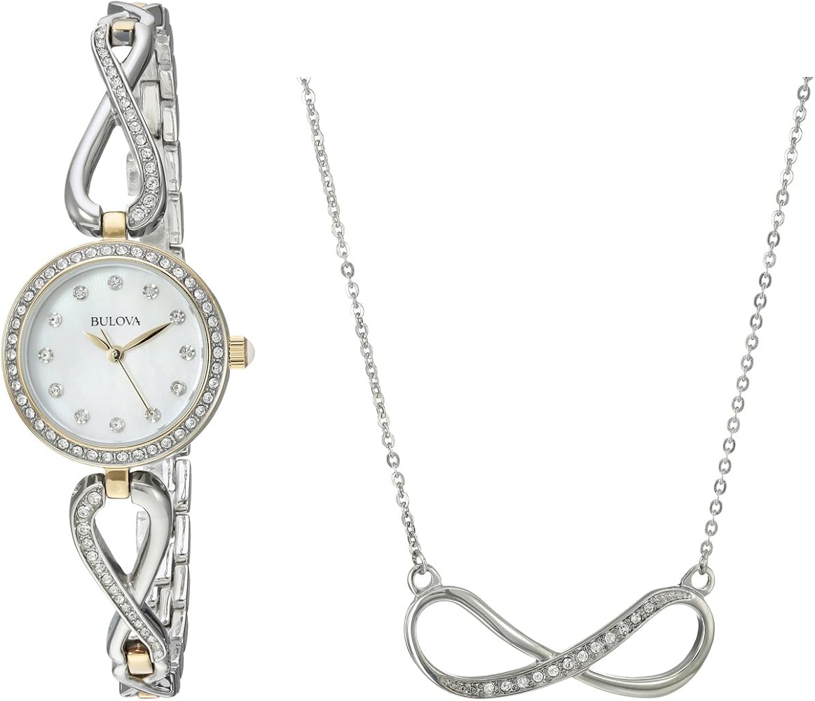  Shop Authentic Bulova Analog Crystals Mother of Pearl Dial Silver Steel Strap Watch for Women - 98X109 - Luxxuri