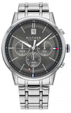  Shop Authentic Tommy Hilfiger Kyle Chronograph Grey Dial Silver Steel Strap Watch for Men - 1791632 - Luxxuri
