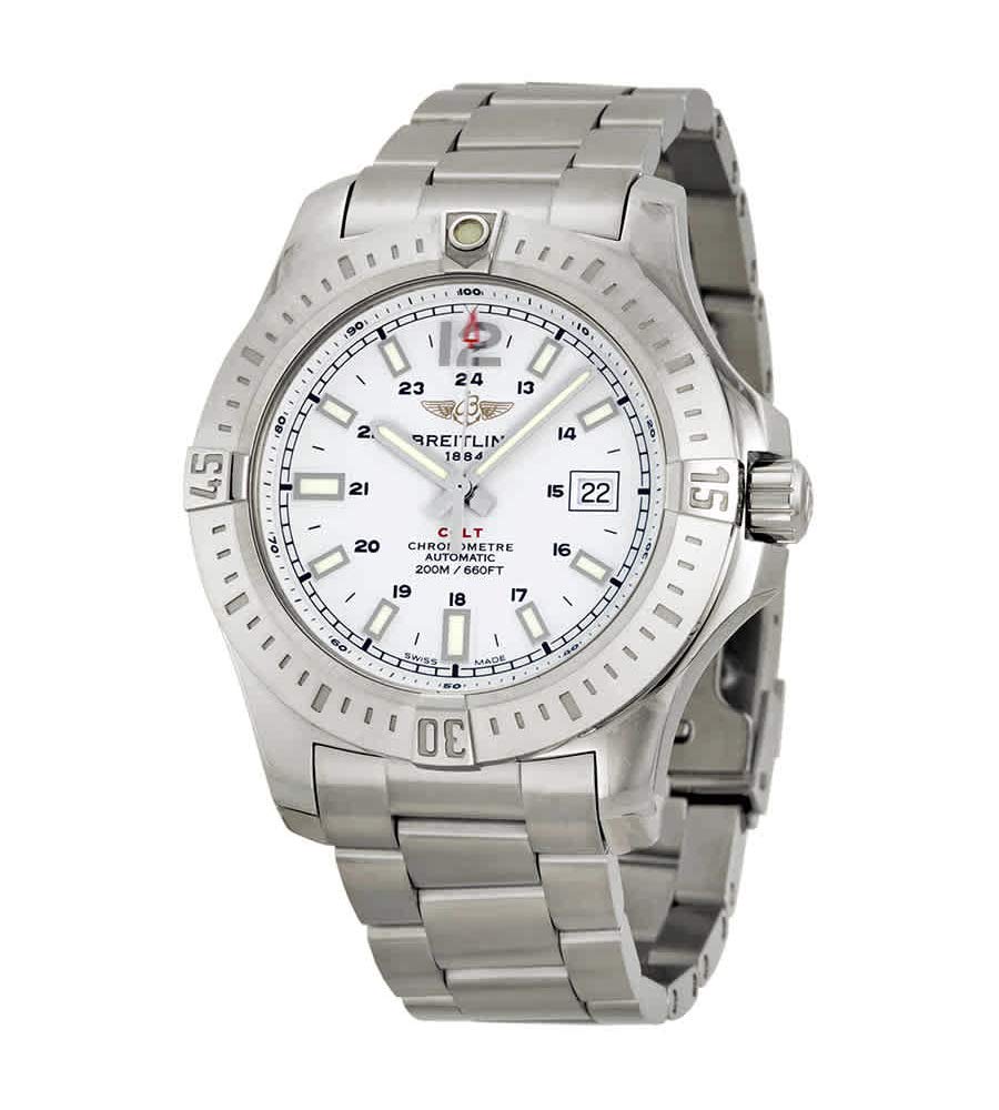  Shop Authentic Breitling Colt Automatic Silver Dial Black Leather Mens Watch - A1738811/G791/173A - Luxxuri