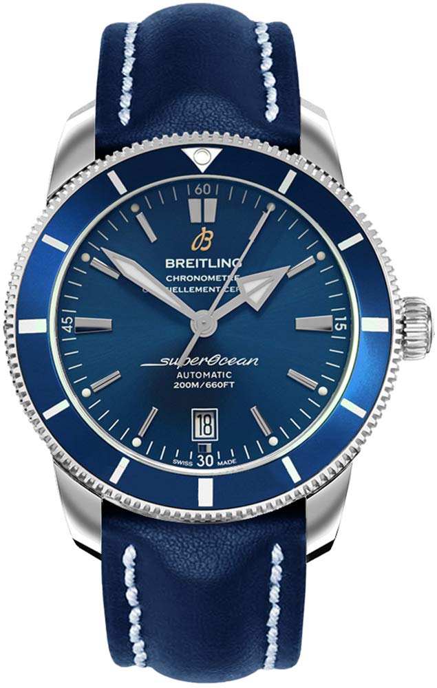  Shop Authentic Breitling Superocean Heritage II Calibre B20 42mm Blue Leather Strap Mens Watch - AB202016 - Luxxuri