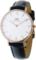  Shop Authentic Daniel Wellington Petite Sheffield White Dial Black Leather Strap Watch For Women - DW00100174 - Luxxuri