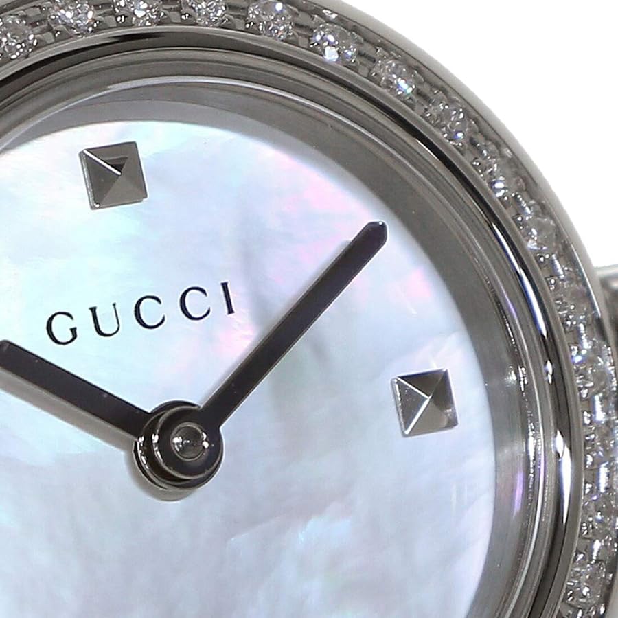  Shop Authentic Gucci Diamantissima Diamonds Mother of Pearl Dial Black Leather Strap Watch For Women - YA141511 - Luxxuri