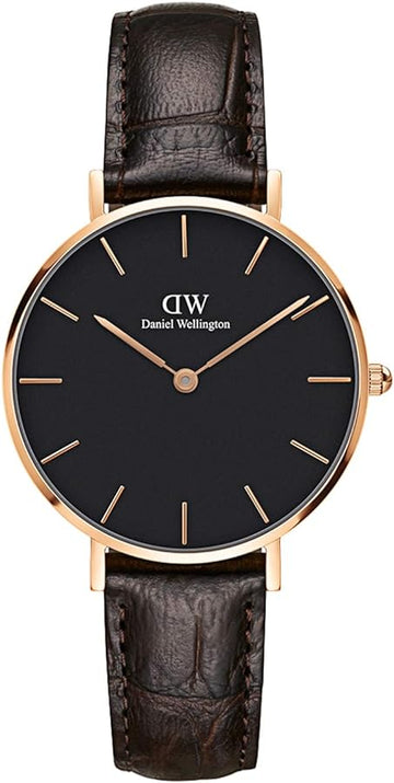  Shop Authentic Daniel Wellington Classic Petite York Black Dial Brown Leather Strap Watch For Women - DW00100170 - Luxxuri