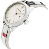  Shop Authentic Burberry The Classic Guilloche Silver Dial Grey Leather Strap Watch for Women - BU10113 - Luxxuri