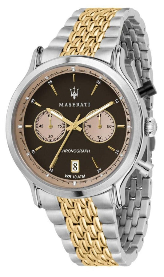  Shop Authentic Maserati Legend Chronograph 42mm Brown Dial Two Tone Steel Strap Watch For Men - R8873638003 - Luxxuri