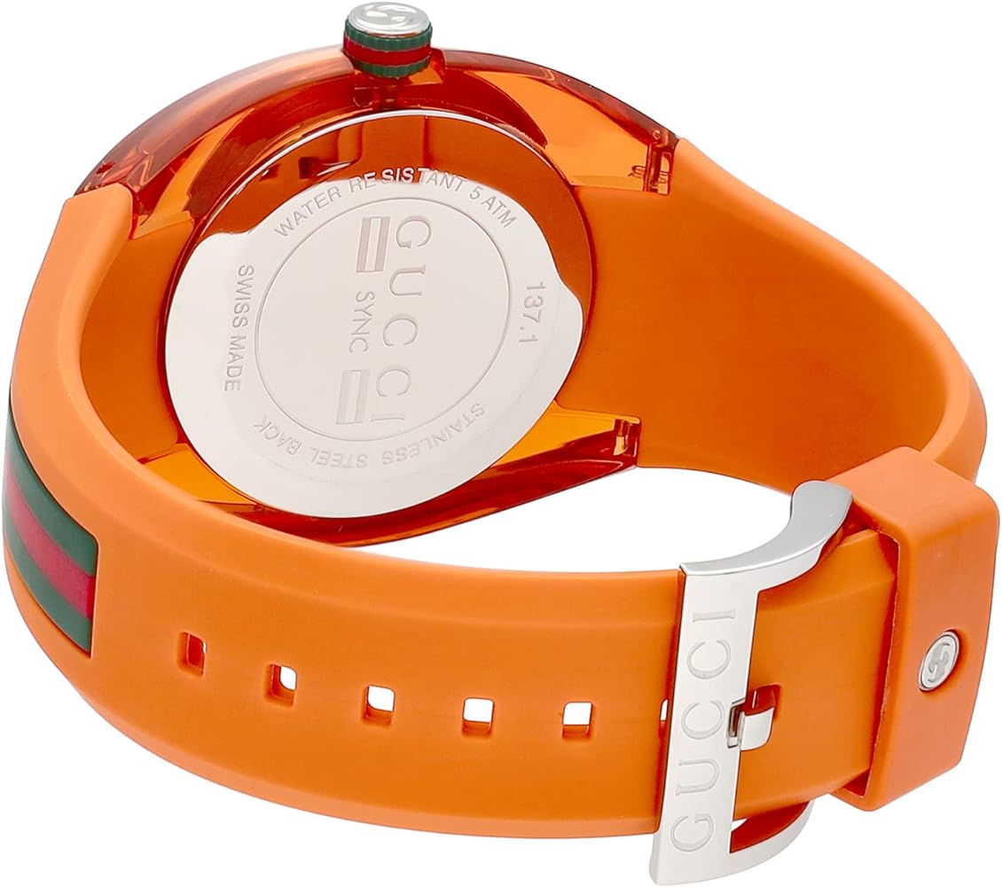  Shop Authentic Gucci Sync XXL Quartz Orange Dial Orange Rubber Strap Unisex Watch - YA137108 - Luxxuri
