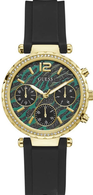  Shop Authentic Guess Solstice Green Dial Black Rubber Strap Watch for Women - GW0113L1 - Luxxuri