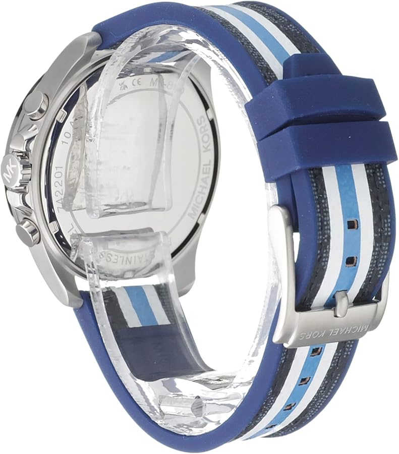  Shop Authentic Michael Kors Brecken Chronograph Blue Dial Two Tone PVC Strap Watch For Men - MK8950 - Luxxuri