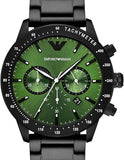  Shop Authentic Emporio Armani Mario Chronograph Green Dial Black Steel Strap Watch For Men - AR11472 - Luxxuri
