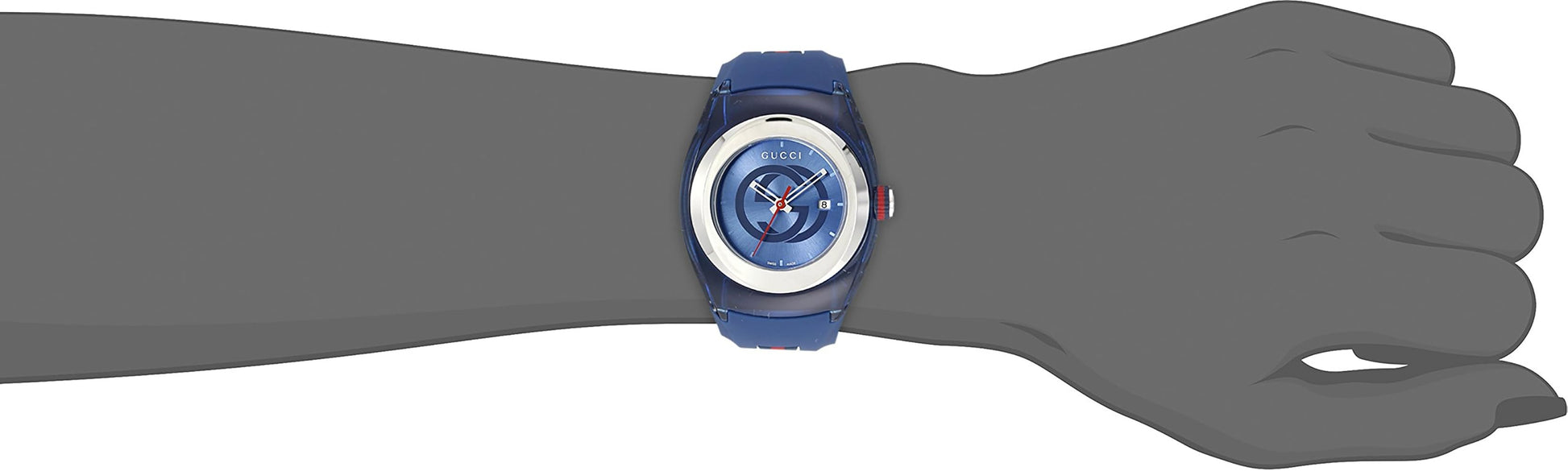  Shop Authentic Gucci Sync Quartz Blue Dial Blue Rubber Strap Watch For Men - YA137304 - Luxxuri