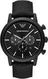  Shop Authentic Emporio Armani Dress Chronograph Black Dial Black Leather Strap Watch For Men - AR1918 - Luxxuri