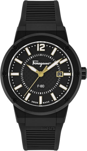  Shop Authentic Salvatore Ferragamo F-80 Classic Black Dial Black Rubber Strap Watch for Men - SFHY01622 - Luxxuri