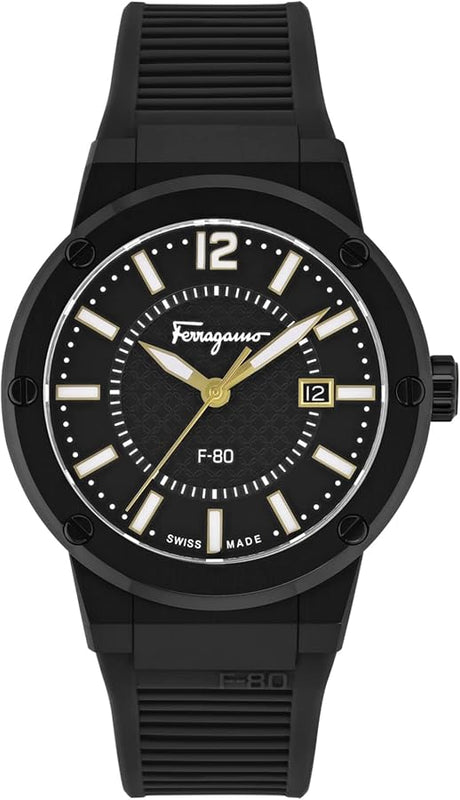  Shop Authentic Salvatore Ferragamo F-80 Classic Black Dial Black Rubber Strap Watch for Men - SFHY01622 - Luxxuri