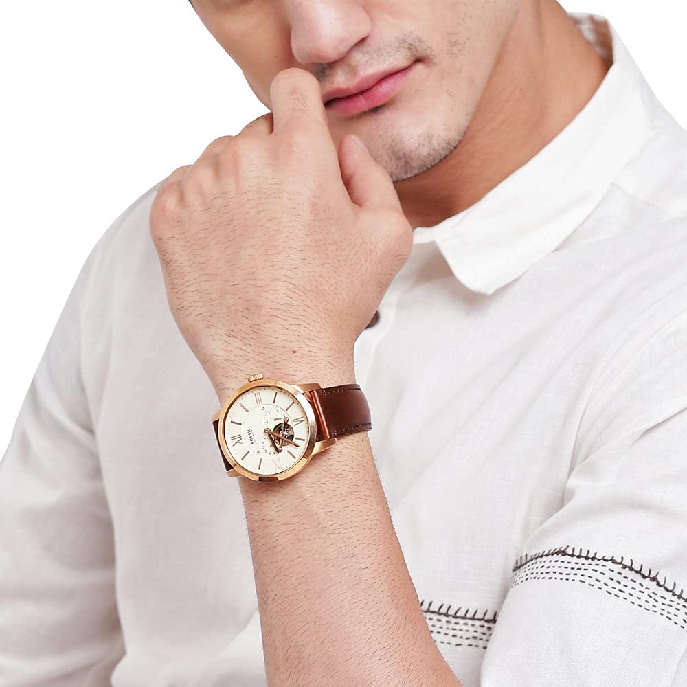  Shop Authentic Fossil Townsman Beige Dial Brown Leather Strap Watch for Men - ME3105 - Luxxuri