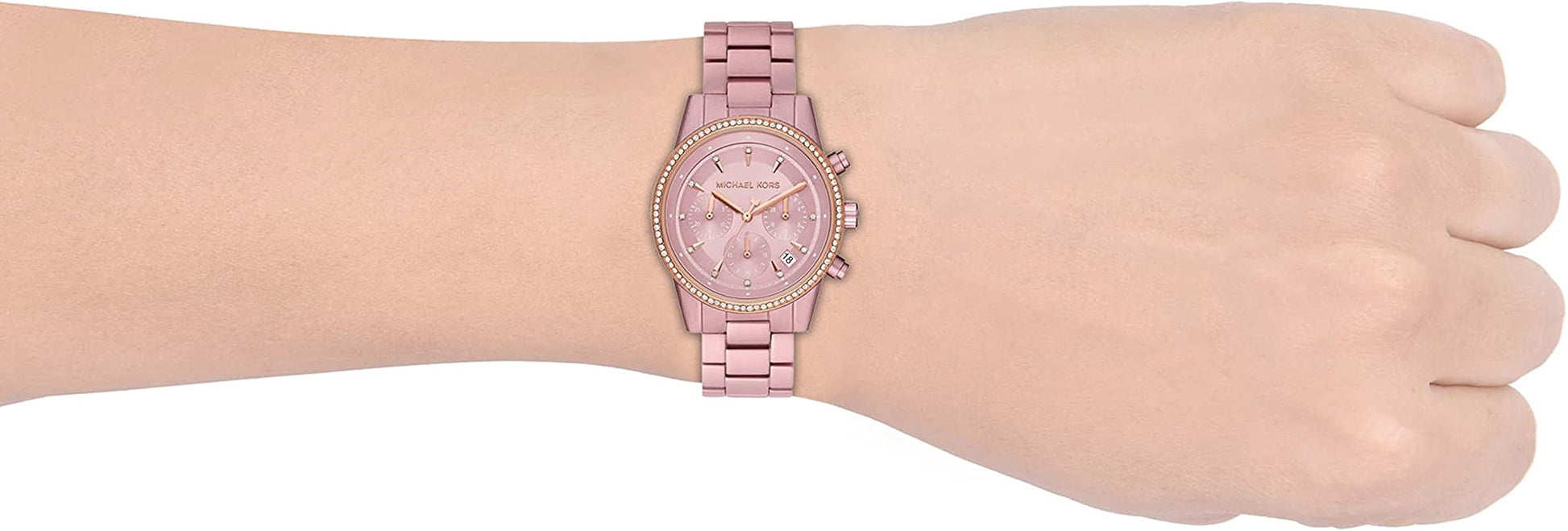  Shop Authentic Michael Kors Ritz Chronograph Rose Gold Dial Rose Gold Steel Strap Watch For Women - MK6753 - Luxxuri