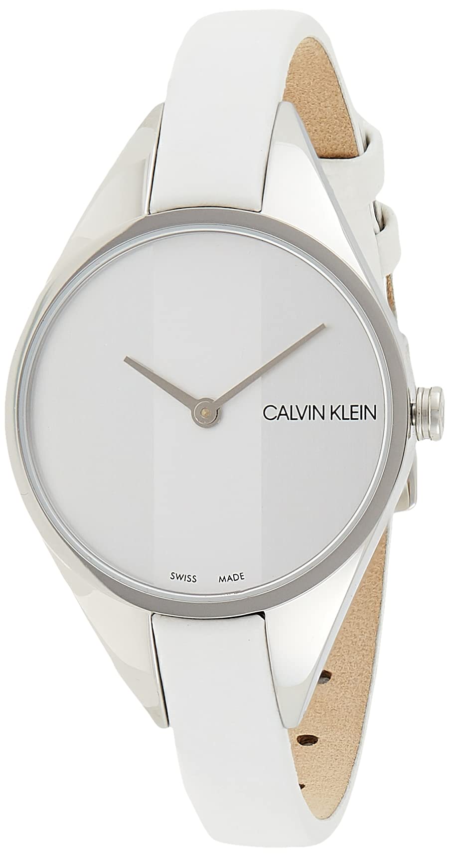  Shop Authentic Calvin Klein Rebel White Dial White Leather Strap Watch for Women - K8P231L6 - Luxxuri