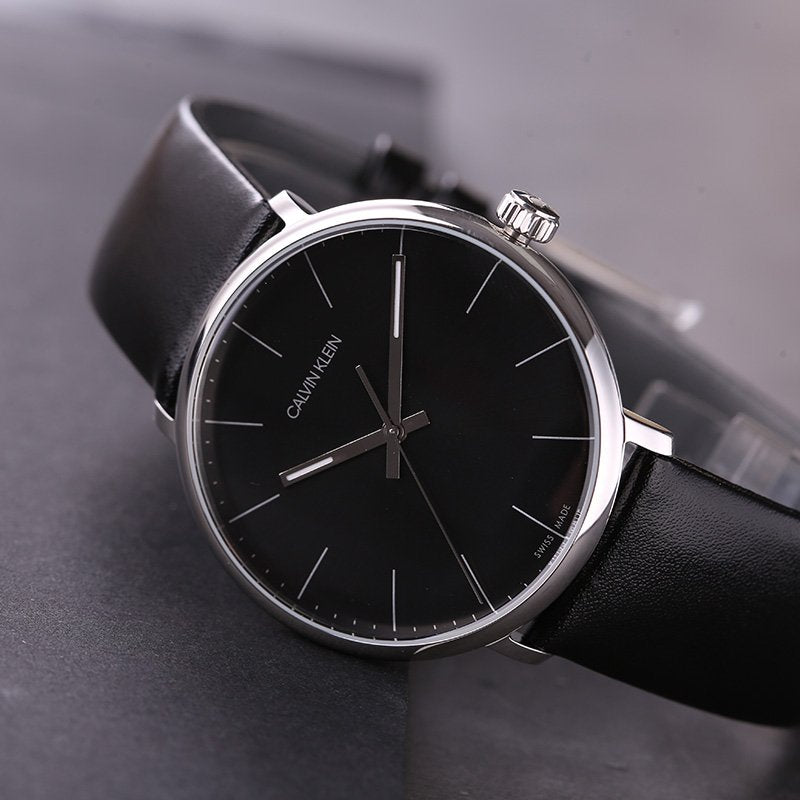  Shop Authentic Calvin Klein High Noon Quartz Black Dial Black Leather Strap Watch for Men - K8M211C1 - Luxxuri
