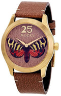  Shop Authentic Gucci G Timeless Butterfly Brown Dial Brown Leather Strap Watch For Women - YA1264063 - Luxxuri