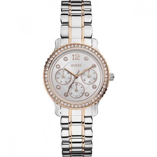 Shop Authentic Guess Enchanting Diamonds Silver Dial Two Tone Steel Strap Watch for Women - W0305L3 - Luxxuri