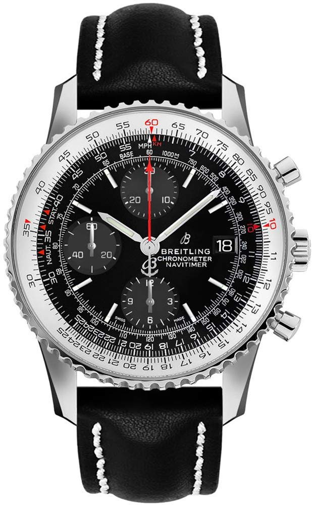  Shop Authentic Breitling Navitimer 1 Chronograph 41mm Automatic Black Dial Black Leather Strap Mens Watch - A13324121B1P1 - Luxxuri