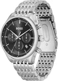  Shop Authentic Hugo Boss Gregor Chronograph Black Dial Silver Steel Strap Watch For Men - 1514082 - Luxxuri
