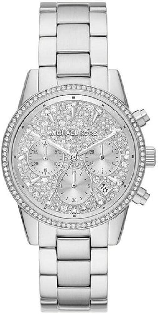  Shop Authentic Michael Kors Ritz Chronograph Crystals Silver Dial Silver Steel Strap Watch For Women - MK7301 - Luxxuri