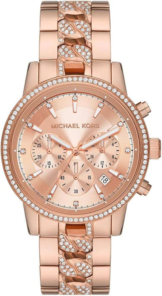  Shop Authentic Michael Kors Ritz Chronograph Rose Gold Dial Rose Gold Steel Strap Watch For Women - MK7223 - Luxxuri