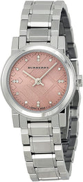 Burberry The City Diamonds Pink Dial Silver Steel Strap Watch for Women - BU9223