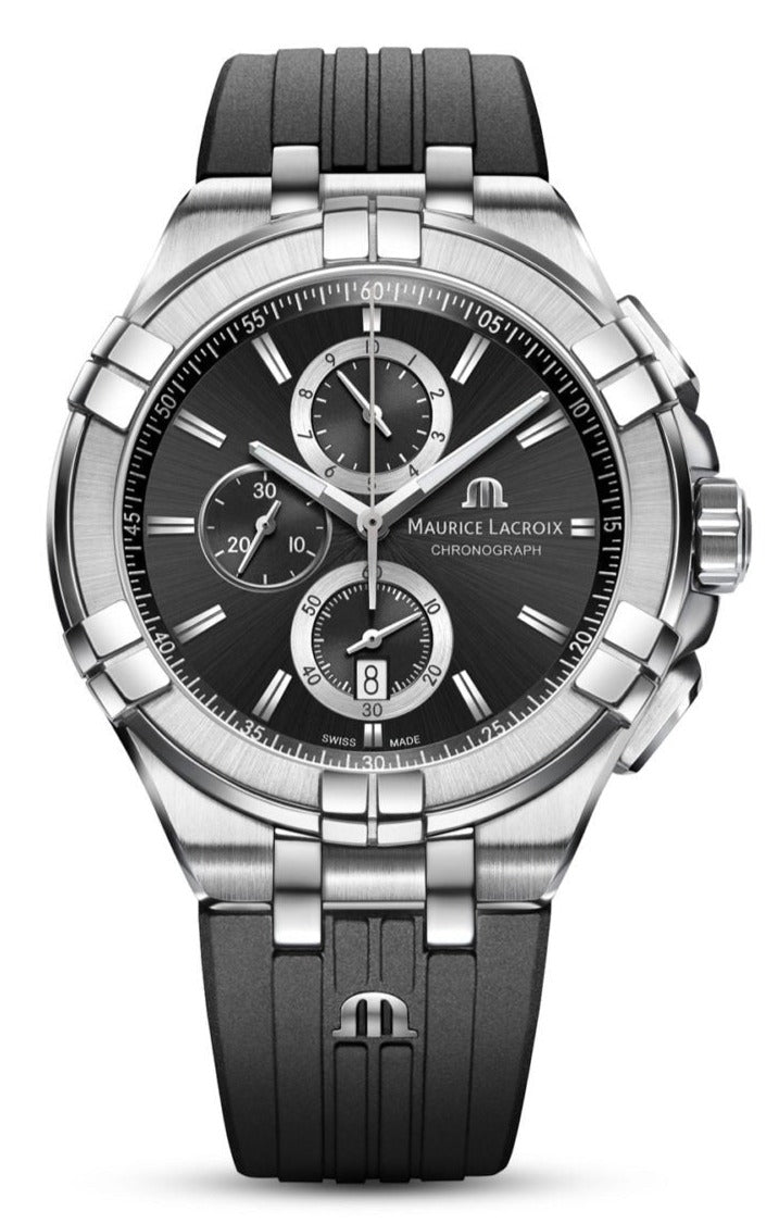  Shop Authentic Maurice Lacroix Aikon Chronograph Black Dial Black Leather Strap Watch for Men - AI1018-SS001-330-2 - Luxxuri