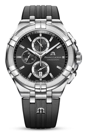  Shop Authentic Maurice Lacroix Aikon Chronograph Black Dial Black Leather Strap Watch for Men - AI1018-SS001-330-2 - Luxxuri