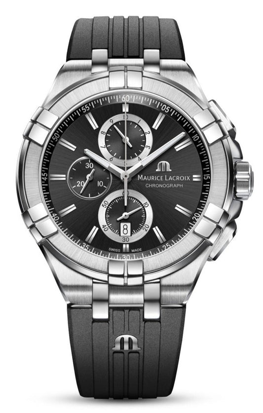  Shop Authentic Maurice Lacroix Aikon Chronograph Black Dial Black Leather Strap Watch for Men - AI1018-SS001-330-2 - Luxxuri
